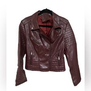 Dark red moto jacket